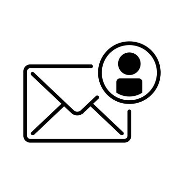 Satır biçiminde hesap sembolü olan e- posta simgesi. Uygulama, el ilanı, web sitesi ve internet için kullanılabilir
