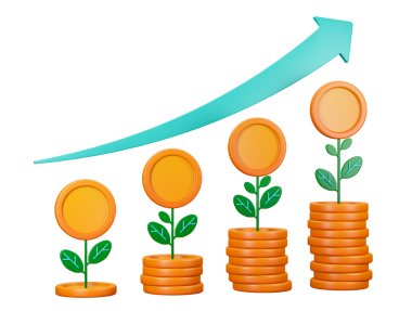 3d şeffaf Finansal Büyüme ve sürdürülebilir geri dönüşler elde etmek için küçük miktarda kredi kullanımı. Bankacılık, finans sektörü, fintech uygulamaları, sancaklar, ekonomik eğitim için kullanılabilir