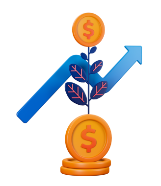 Madeni para bitkilerinde büyümeye devam eden madeni paraların metaforuyla Finansal Dan fonunuzu büyütmenin 3 boyutlu şeffaf canlandırması. Bankacılık, finans sektörü, fintech uygulamaları, afişler, ekonomi için kullanılabilir