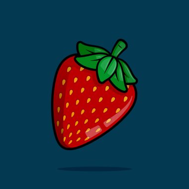 Taze Üretim ve Mutfak Sanatı İçin Mükemmel Sağlıklı Çileklerin Çizgi Çizgisi Çizimi