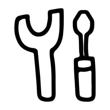 Tornavida ve araçların Doodle Simgesi