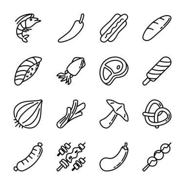 Restoranlar için lezzetli, lezzetli yemek ve baharat içeren ikon paketleme tarzı