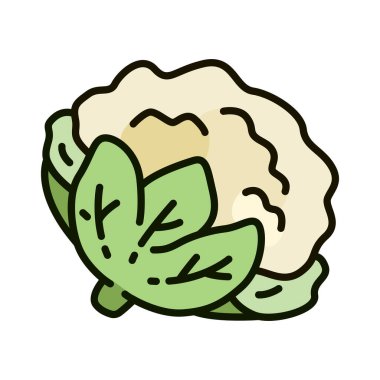 Taze ve minimal tasarım tarzında taze karnabahar sebzesinin renkli simgesi. Mobil uygulamalar, logo, web tasarımı, yazdırma, reklamlar, UI ve bilgi grafikleri için