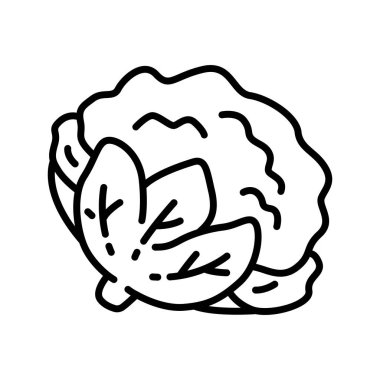 Keto, Düşük Karbonhidrat ve Vejetaryen Gıda Tasarımları için Minimalist Karnabahar Çizgisi Simgesi