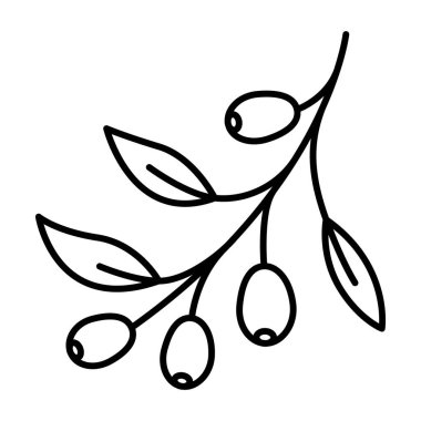 Zeytin Dalları İllüstrasyonunun Siyah ve Beyaz Çizgili Karalama Simgesi