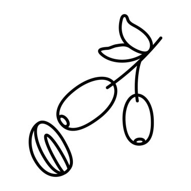 Siyah ve Beyaz Çizgi Minimalist Taslaklı Zeytin Simgesi