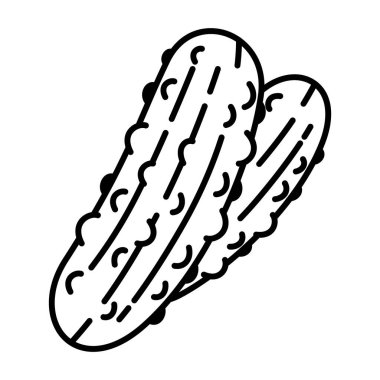 Minimal Siyah ve Beyaz Çizgili Turşulu Kabak Sebzesi Simgesi