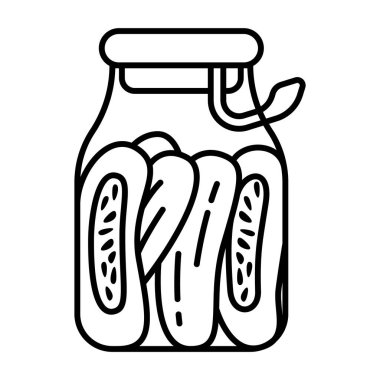 Salatalık turşusu kavanozunun en az siyah ve beyaz çizgi karalama simgesi