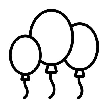 Doğum günü kutlamaları ve Parti Dekorasyon Temaları için Balon Simgesi Çizgisi