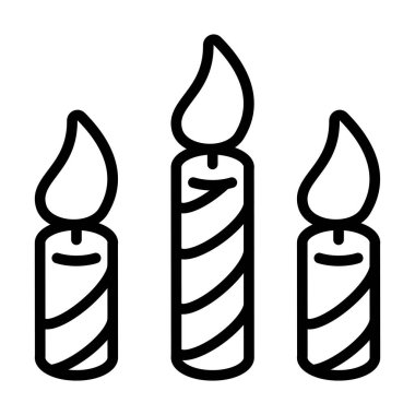 Bayramlık Pasta Dekorasyonları İçin Alevli Minimal Satır Parti Mum Simgesi