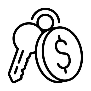 Anahtar ve Para Çizgisi Biçim Simgesi Yatırım ve Zenginliği Temsil Ediyor