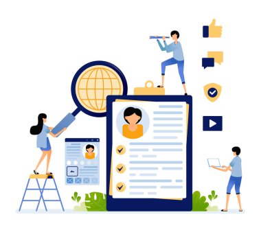 Sınavlar ve sınavlar yoluyla adayları seçme illüstrasyonu. Kitap kapağı, afiş, web sitesi, web, reklam için kullanılabilir