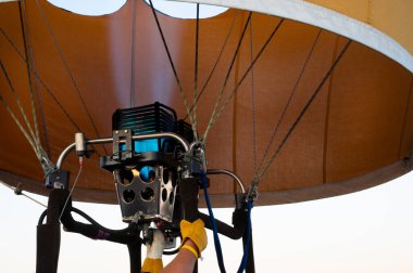 Hot Air balloon and burning fire flame from gas burner equipment