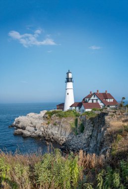 Portland Head Light, tarihi deniz feneri Cape Elizabeth, Maine, New England, ABD. 