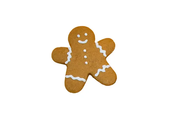 Vánoční Domácí Perník Cookie Izolovaných Bílém Pozadí — Stock fotografie