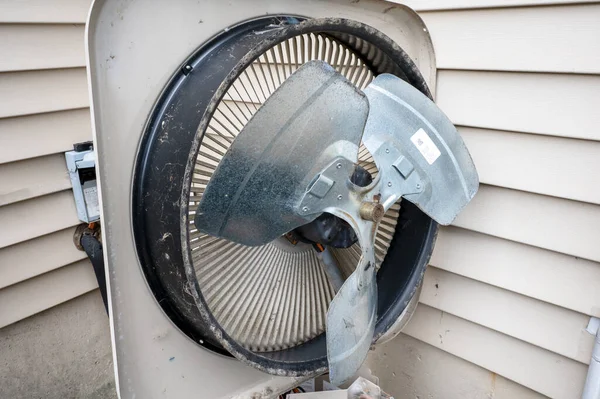 Maintenance of air conditioner system unit. AC unit fan.