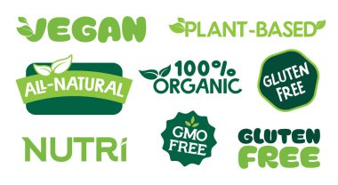 Organik, vegan, glütensiz ve tamamen doğal gıda ambalajları için çevre dostu etiketler. Sağlığa odaklı ürünler ya da markalaşma için ideal. Dijital, modern ve temiz yaratıldı.