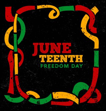 Afrika 'dan esinlenilmiş unsurlarla dolu cesur bir Haziran bayrağı. Siyahi özgürlüğü ve kültürel gururu anmak için etkinlik promosyonları, eğitim materyalleri veya sosyal medya için ideal