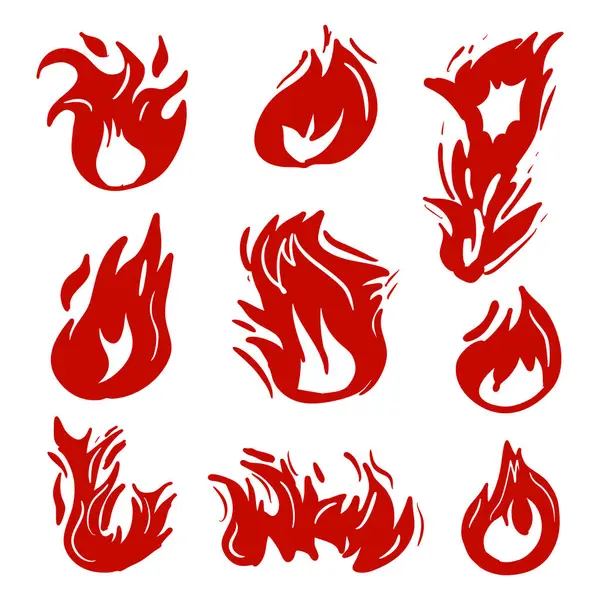 El çizimi ateş ve alev karalamaları minimalist çizgi sanatı tarzında. Dövmeler, simgeler, çıkartmalar, dijital tasarımlar ve basılabilir dosyalar için ideal.