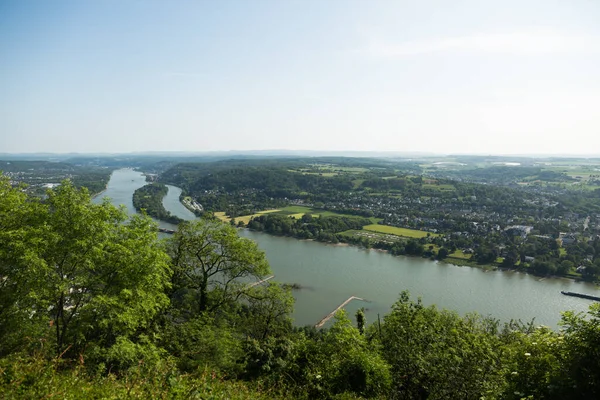 Rhine River Viewing Top Hill Drachenfels Peak Knigswinter Germany — Stock Photo, Image