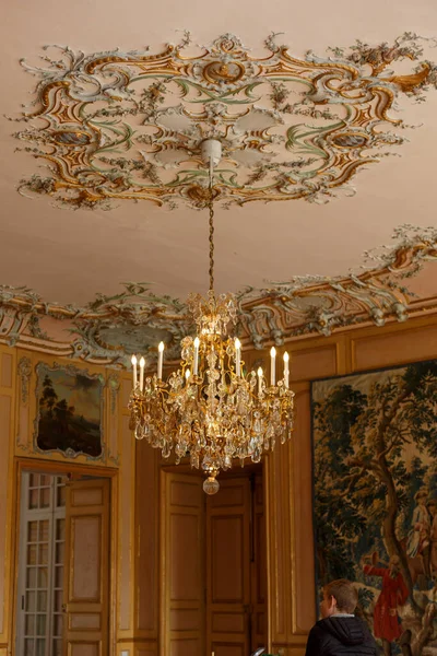 Bruhl Renânia Norte Vestefália Alemanha 2022 Palácio Augustusburg Lustre Interior — Fotografia de Stock