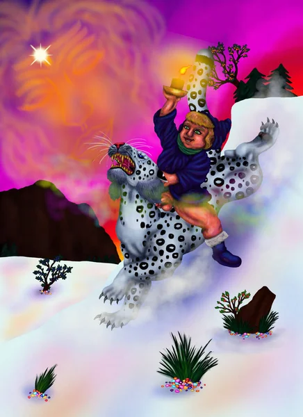 Абстрактная Картина Иллюстрация Рождественской Сказки Богиня Мать Мечтает Отправить Своего — стоковое фото