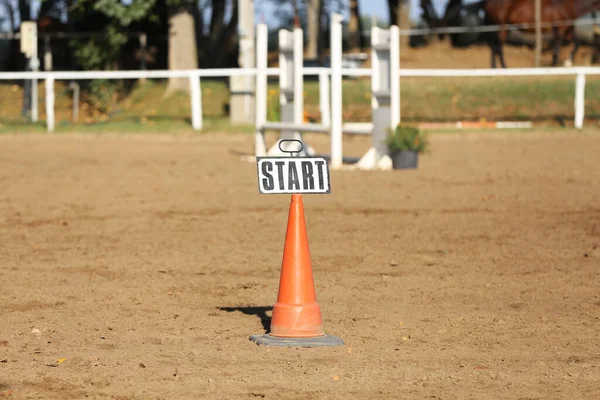 Start Sign Sand Show Jumping Race Track Equestrian Centre Outdoors — Stock Photo, Image