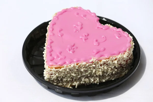 Trendy Hartvormige Punch Chocoladetaart Voor Valentijnsdag Moederdag Verjaardag Boodschap Van — Stockfoto