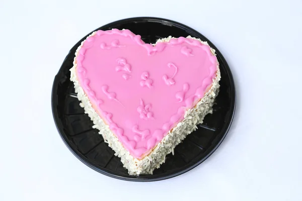 유행하는 모양의 초콜릿 케이크 발렌타인 어머니 영원히 사랑의 메시지 둘을위한 — 스톡 사진