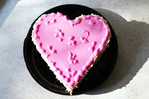 Модный Шоколадный Торт Форме Сердца День Святого Валентина День Матери — стоковое фото