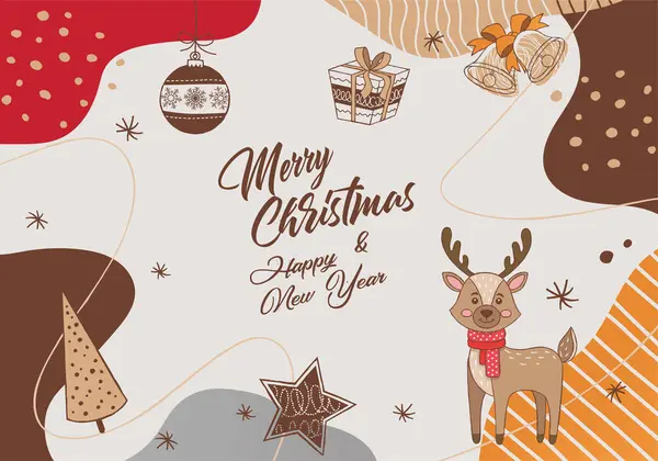 Kellemes Karácsonyi Ünnepeket Boldog Évet Üdvözlő Kártya Vektoros Illusztráció — Stock Vector