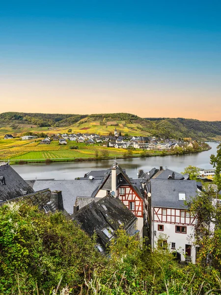 Ellenz Poltersdorf Village Vinhas Vista Beilstein Rio Moselle Alemanha — Fotografia de Stock
