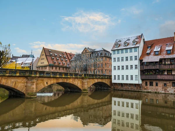 stock image Traditional German houses and Henker bridge over Pengnitz river, Germany