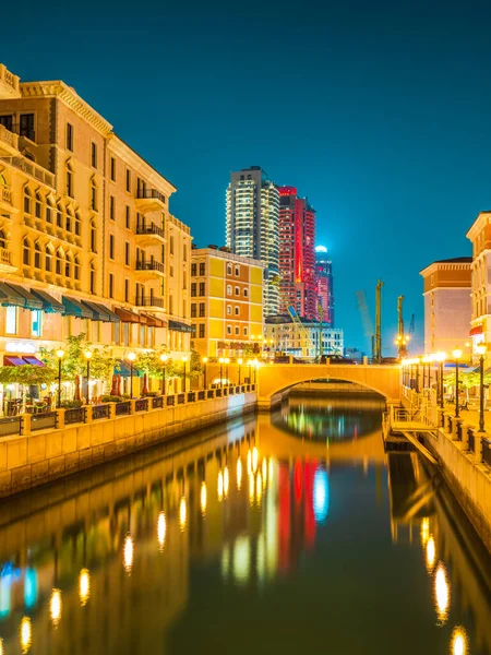 Qanat Quartier Subúrbio Canal Lateral Edifícios Coloridos Doha Qatar — Fotografia de Stock