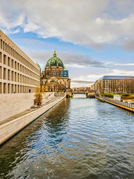 stock image Berlin Cathedral, Spree canal and historic buildings during a beautiful winter afternoon, Germany