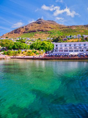 Simon 's Town, liman ve turkuaz mavi su arka planda Red Hill, Cape Peninsula, Güney Afrika