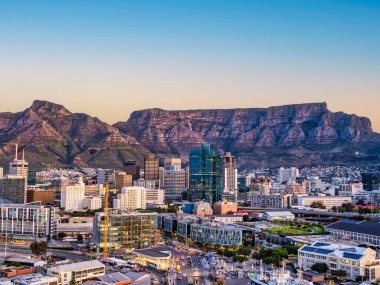 Cape Town city CBD and table mountain in the background during sunset, South Africa clipart