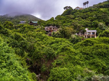 Güzel bir dağ köyü. Güney Afrika 'da, Wilderness Garden Route' da çalıların arasında.