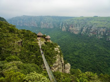 Eland Limanı Shepstone Güney Afrika 'daki Oribi Boğazı üzerindeki Asma Köprüsü' nün manzara görüntüsü.