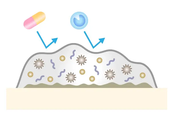 Illustrazione Batterica Biofilm Concetto Igiene Assistenza Sanitaria — Vettoriale Stock