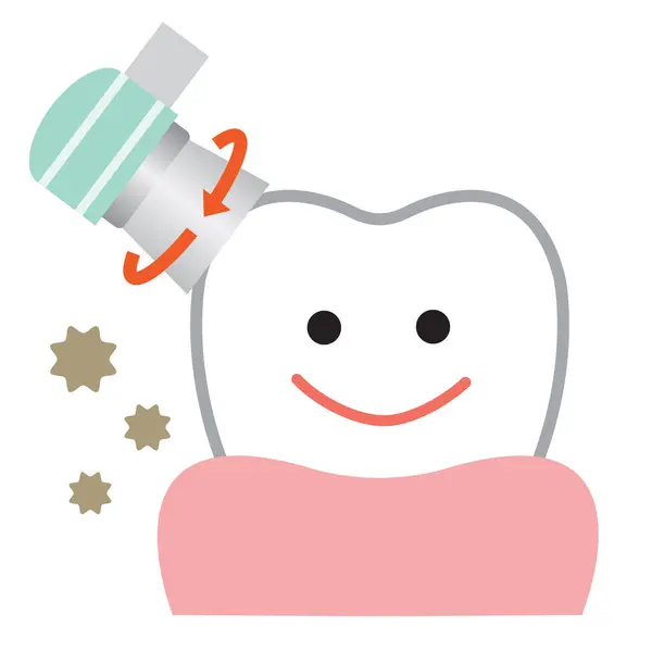 Zubní Biofilm Odstranění Roztomilý Charakter Ilustrace Bakterie Plak Připevnění Zub — Stockový vektor