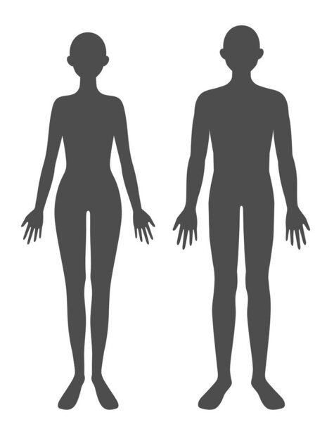 молодой взрослый мужчина и женщина полный силуэт тела иллюстрации. Концепция красоты и здоровья