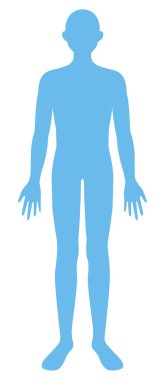 Genç yetişkin bir adam tüm vücut silueti çizimi. Güzellik ve sağlık hizmetleri kavramı