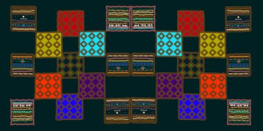 Tasarımınız için orijinal arkaplanda geometrik şekillerin etnik deseni