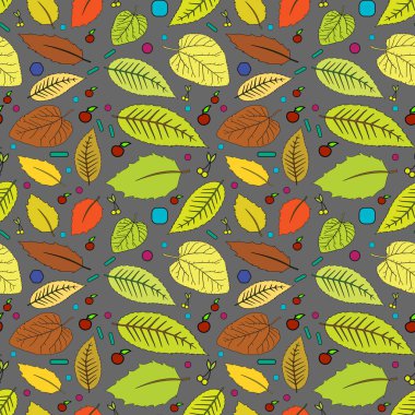 Yapraklı, dutlu ve fındıklı kusursuz çiçek deseni.