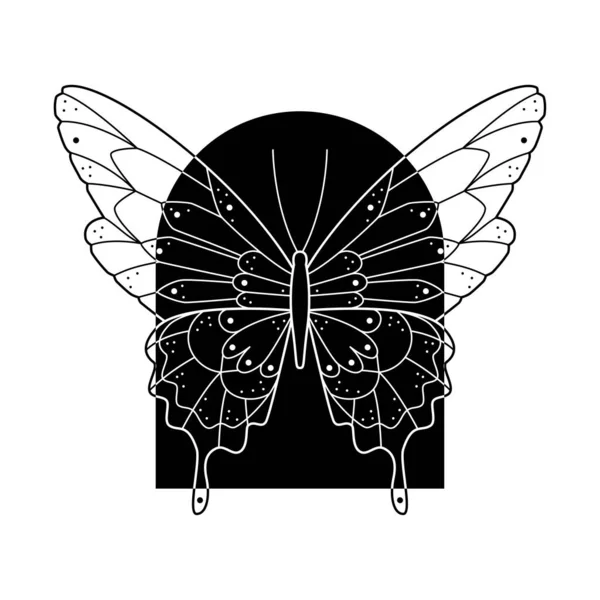 하얀색의 나비가 모양을 손으로 Ornated 일러스트 문신이나 Makhenda 티셔츠 포스터나 — 스톡 벡터