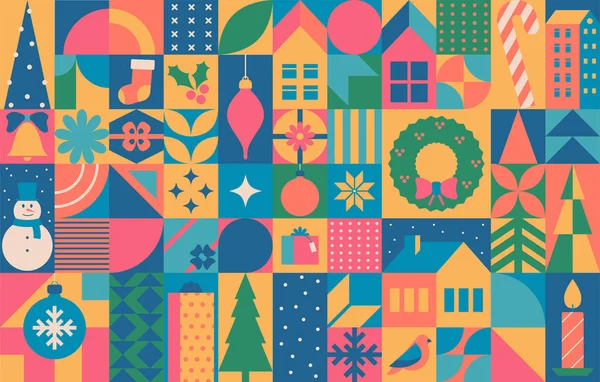 Рождество Новый Год Зимний Векторный Плоский Декоративный Дизайн Зимняя Черепица Лицензионные Стоковые Векторы