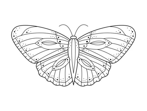 神聖な幾何学ラインアート蛾 抽象的な神秘的な幾何学蝶 ベクトルイラスト 入れ墨やMakhenda 本のカバー Tシャツの印刷 ポスターやカードのための自然なデザイン — ストックベクタ