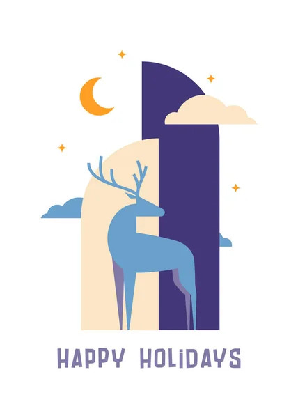 Рождеством Новым Годом Открытки Плакат Дизайн Арками Дорогие Луна Звезды — стоковый вектор