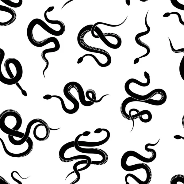 Seamless Pattern Various Snakes Serpents White Background Wild Life Backdrop Stock Illustration